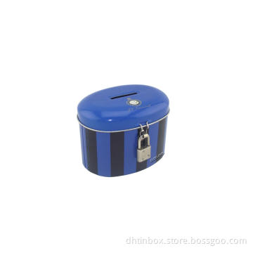 tin money box, metal coin bank, saving tin